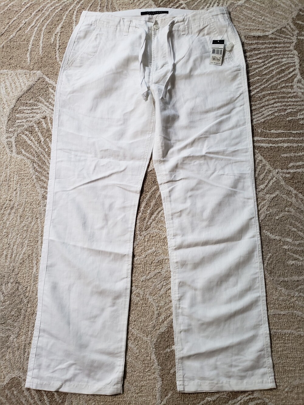 Sean John Men's White Drawstring Linen Blend Pants NWT Sz.36
